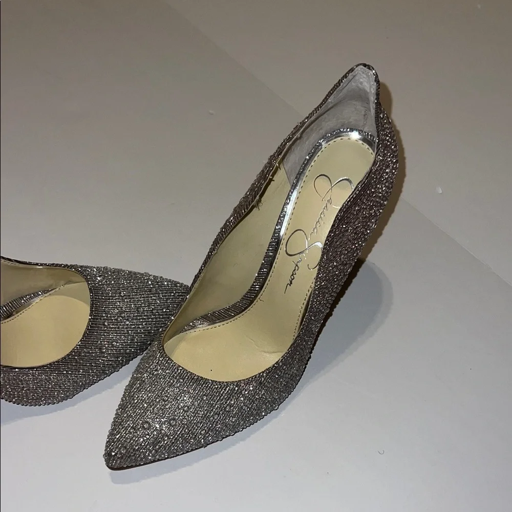 Women's Jessica Simpson Sparkling Silver Heels 8.5 - Picture 6 of 7